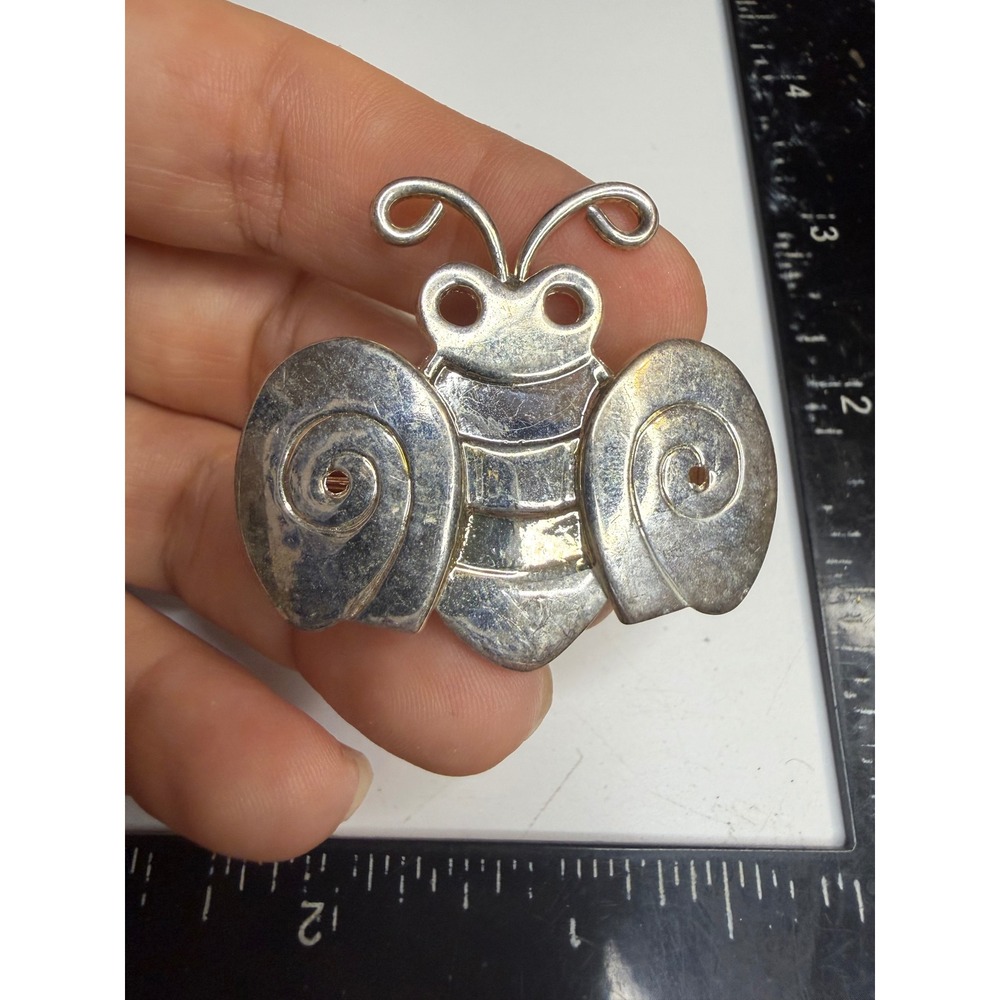 Silver Tone Bumblebee Brooch Pendant Spiral Wing Insect Bee Pin Jewelry